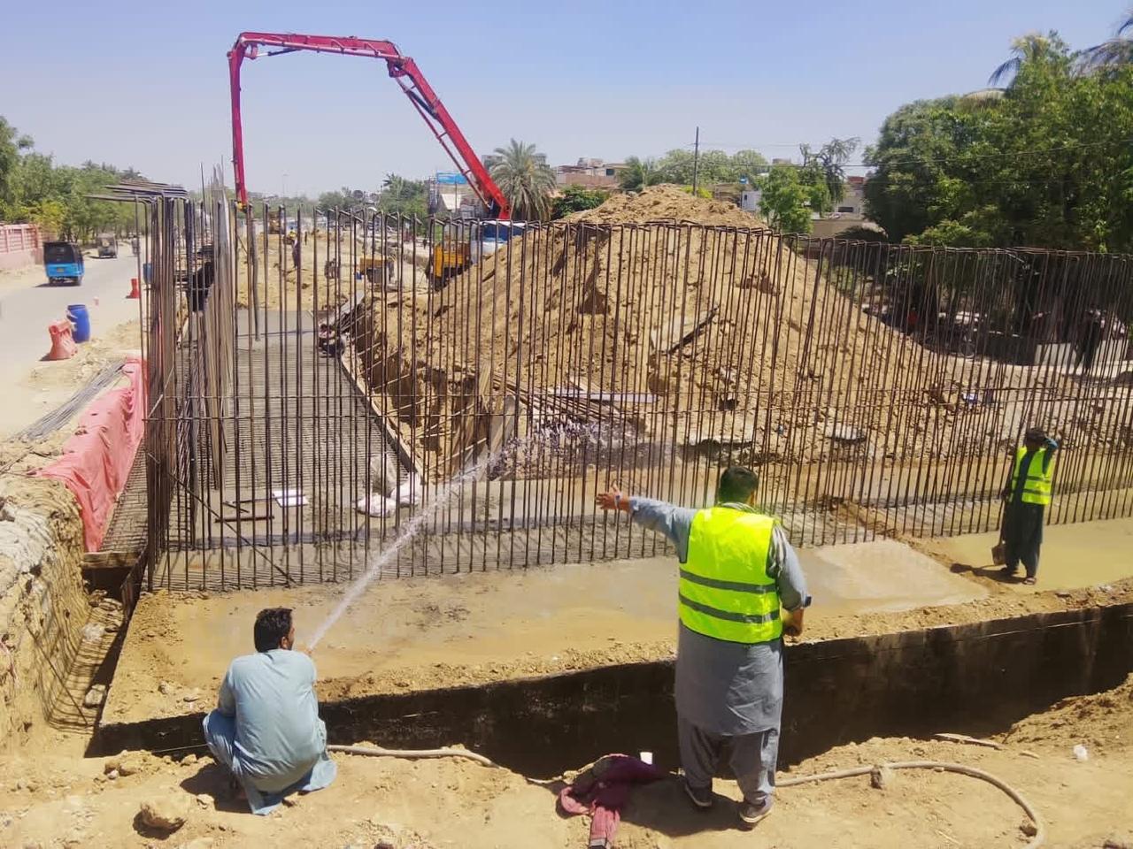 Bridge foundation construction - concrete works, Pakistan